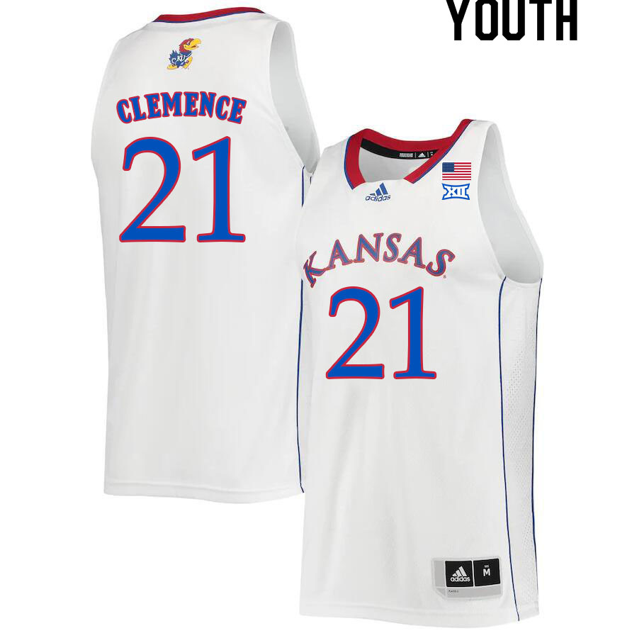 Youth #21 Zach Clemence Kansas Jayhawks College Basketball Jerseys Sale-White - Click Image to Close